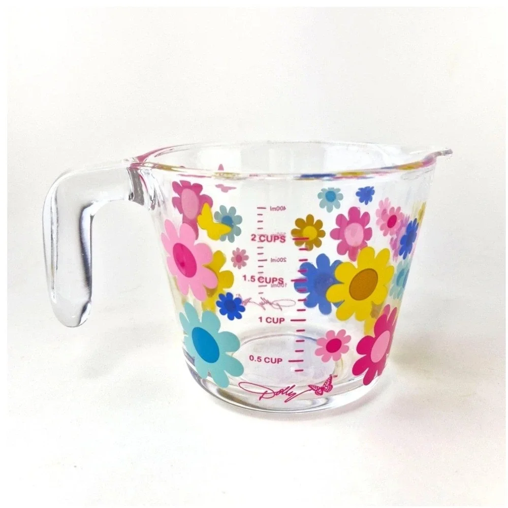 New Dolly Parton 2026 Summer Collection 2 Cup Measuring Cup Mod Floral Glass